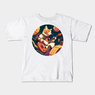 Alone Cool Cat Play Guitar Bass - Cat Lover Kids T-Shirt